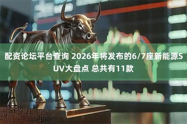 配资论坛平台查询 2026年将发布的6/7座新能源SUV大盘点 总共有11款