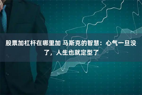 股票加杠杆在哪里加 马斯克的智慧：心气一旦没了，人生也就定型了
